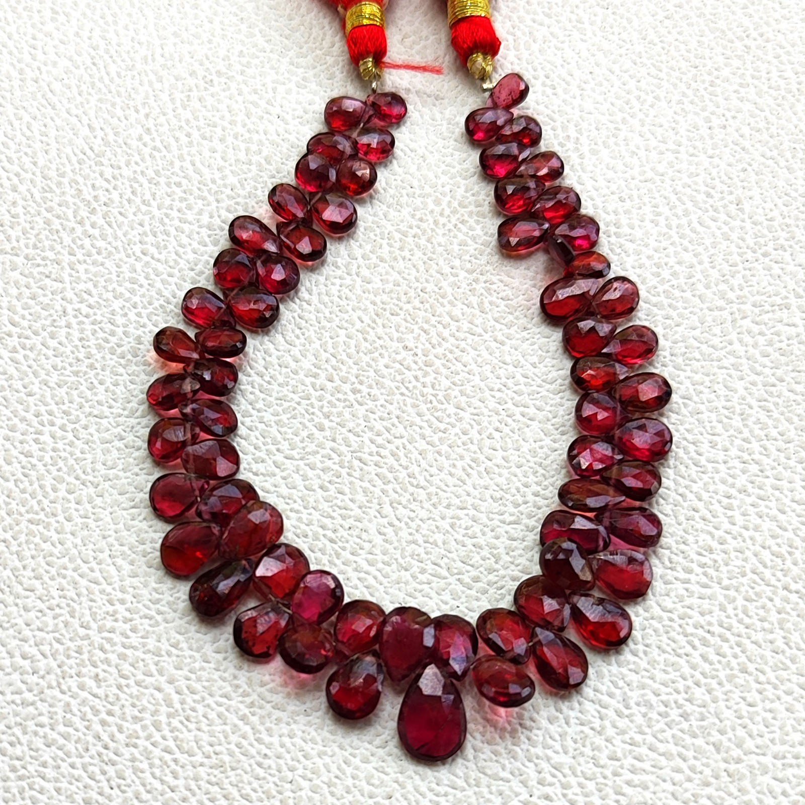 Red Mozambique Garnet Faceted Pear Briolette Beads 7×5 to 11×8 mm 8″ Gem Strand
