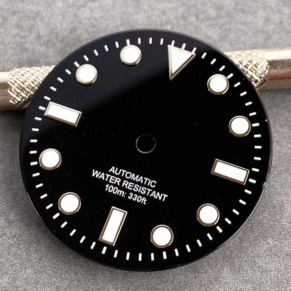 Black Watch Dial 29mm Lume Marks Without Date Window Fit NH35 NH36 NH38 PT5000