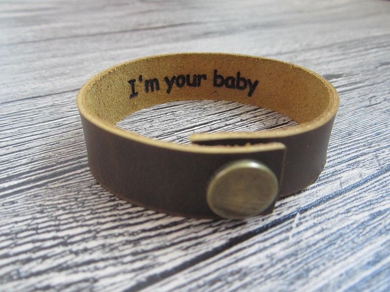 Personalized Hidden Message Bracelet Custom Engraved Leather Bracelet Cuff gift