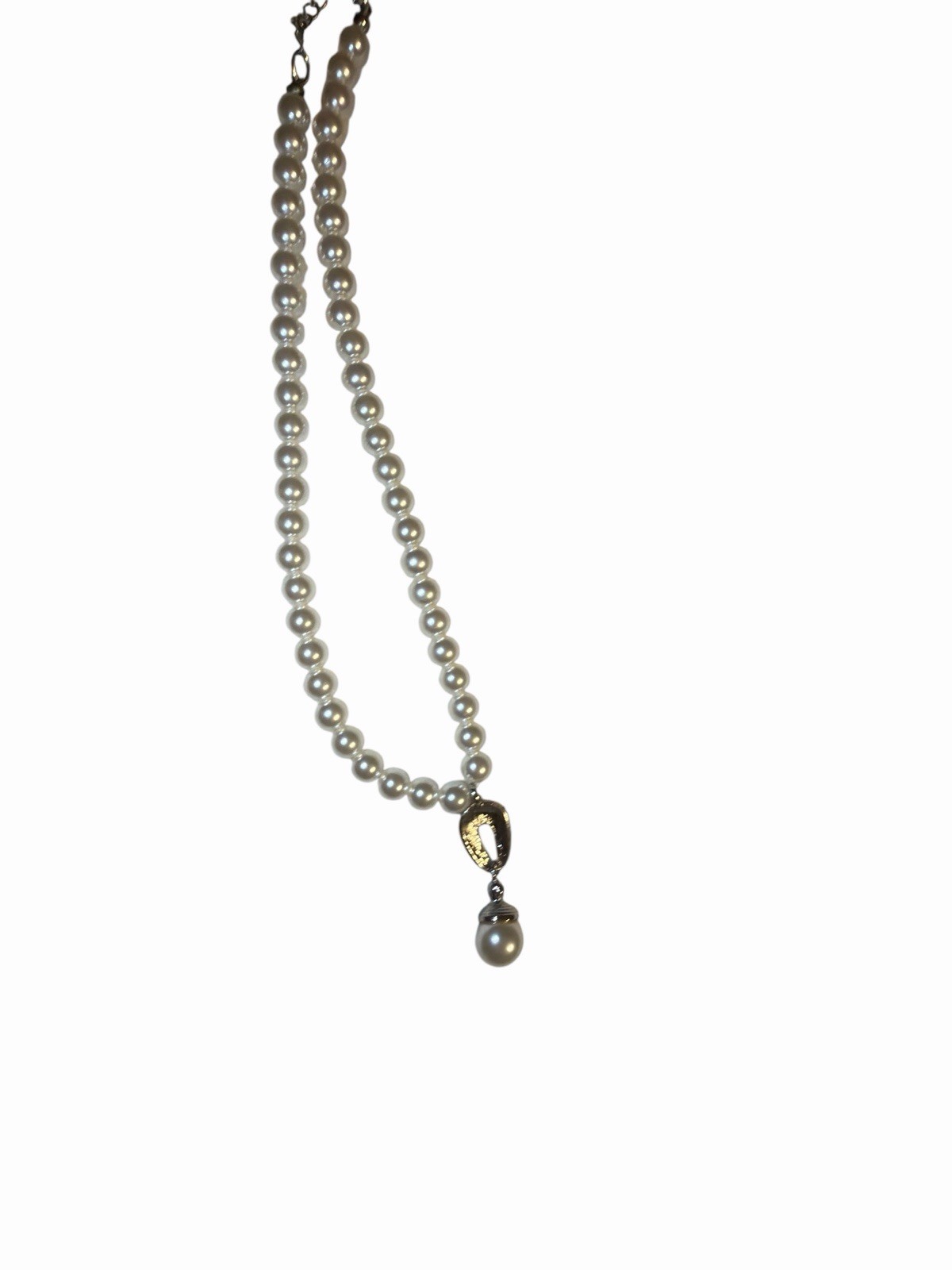 MAJORICA High Luster Faux Pearl CZ Pendant Teardrop Necklace