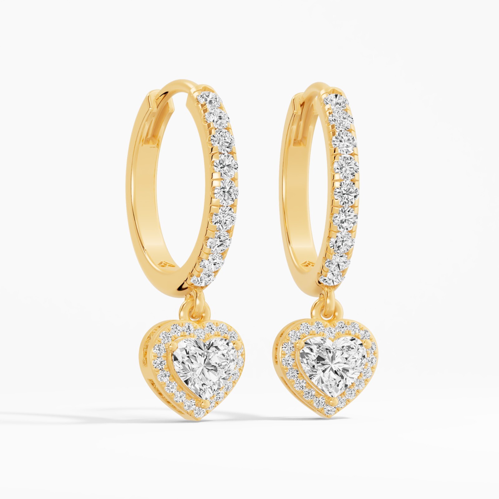 1.38 ct Lab Created Heart Diamond Hoops Earring in 14K White Gold for Women