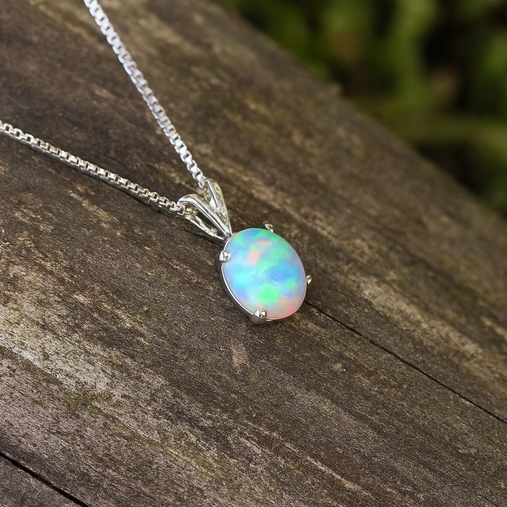 925 Sterling Silver Opal Pendant Natural Ethiopian Gemstone Jewelry Gift