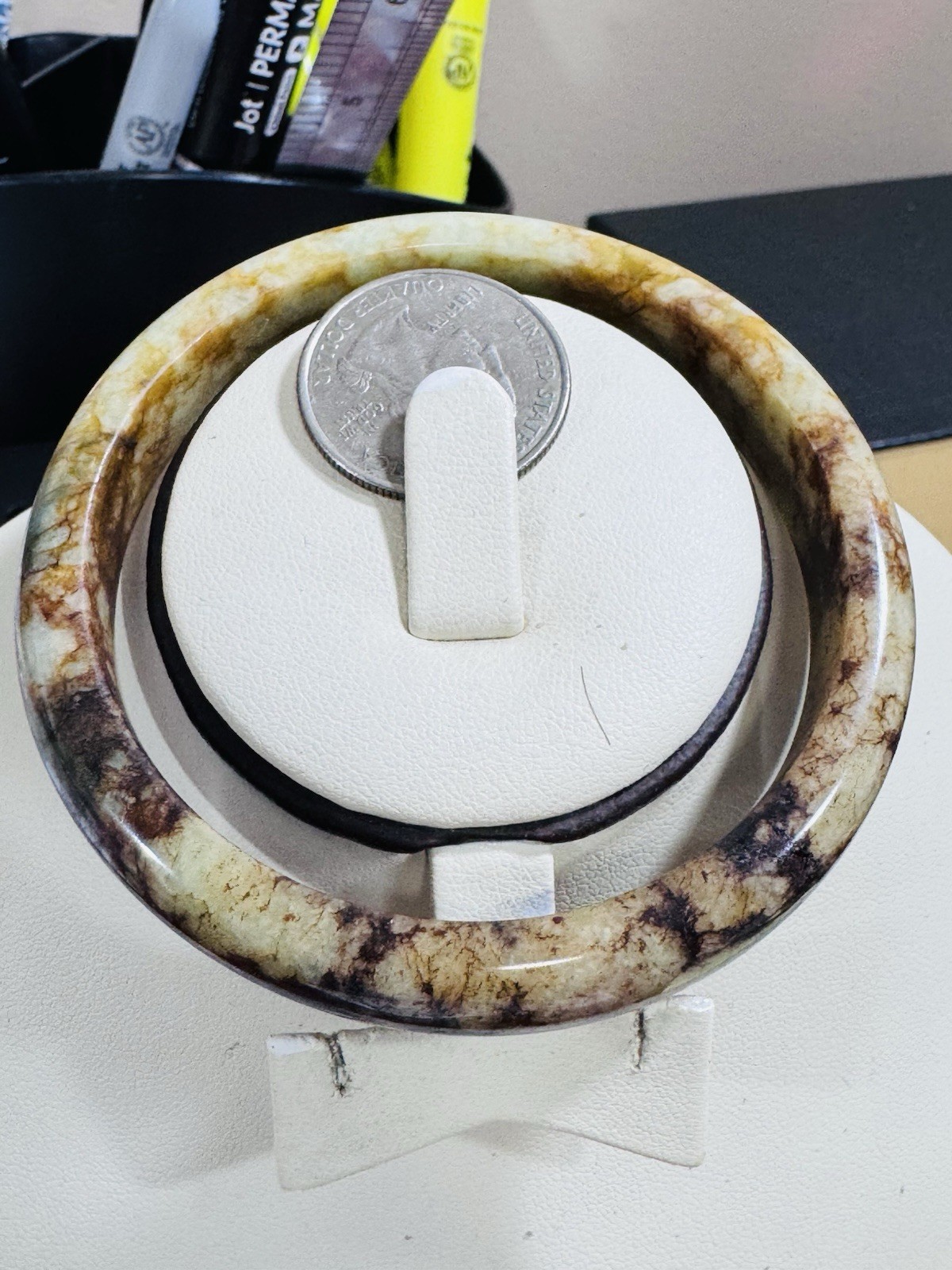 New Burmese Jade High Grade Brown Bangle Fits 5.5”-7.5”/16-18cm 49.13g 12.7/13mm