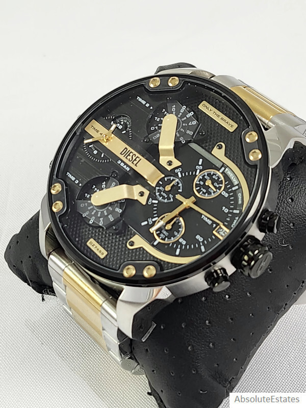 NEW Diesel Mr Daddy 2.0 Black Silver Gold DZ7459 Large Mens Chronograph Watch