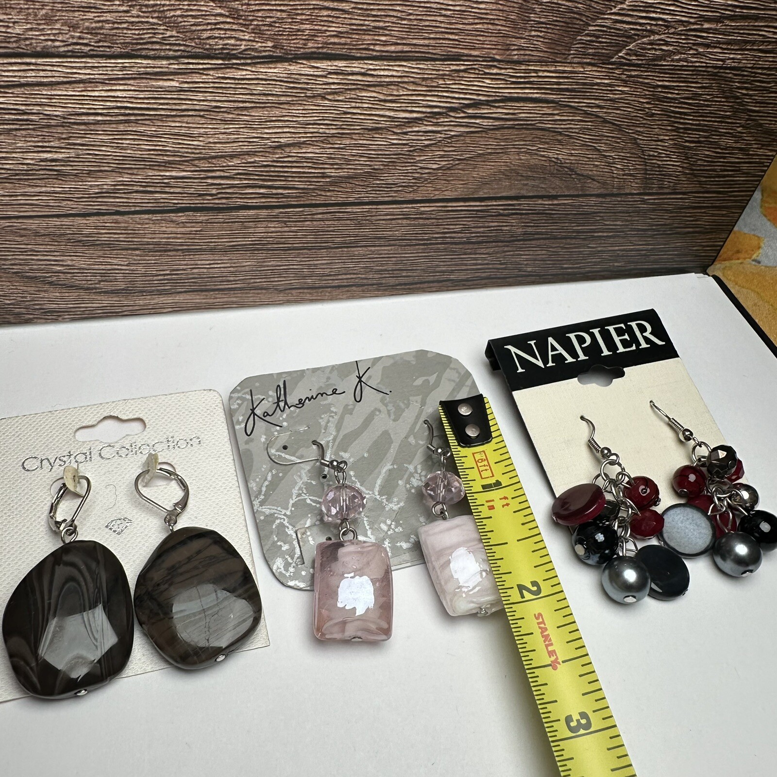 Silver Tone Beaded Dangle Drop Pierced Earrings NWT Lot Of 3