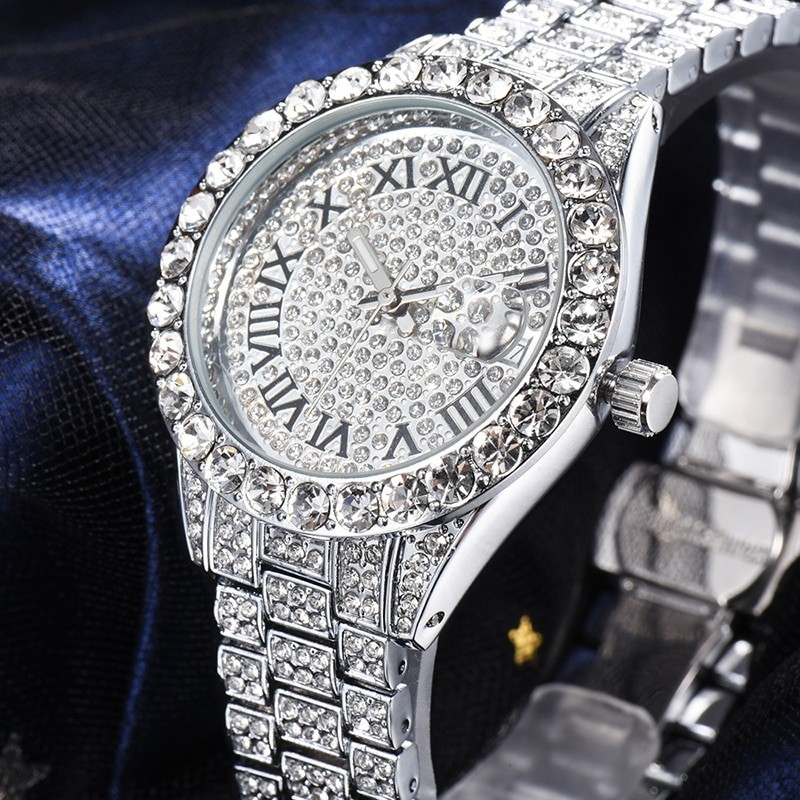 Hip Hop Luxury Ice out Women’s Watch Iced King Bling Silver Cz Diamond Best Gift