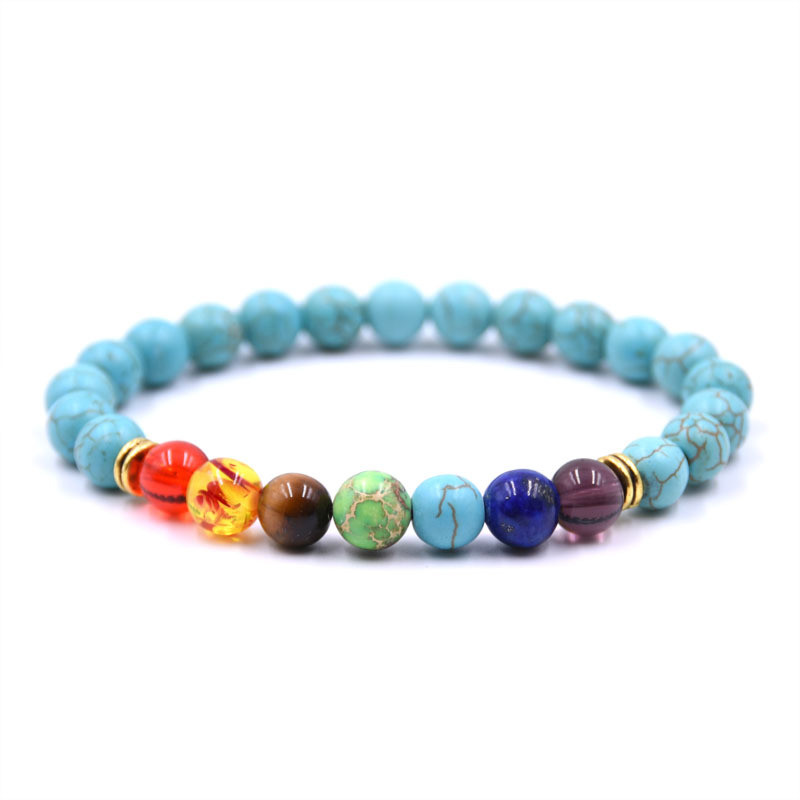 7 Chakras Lava Stone Bead Bracelet Elastic Natural Stone Yoga Essential Oil Diff