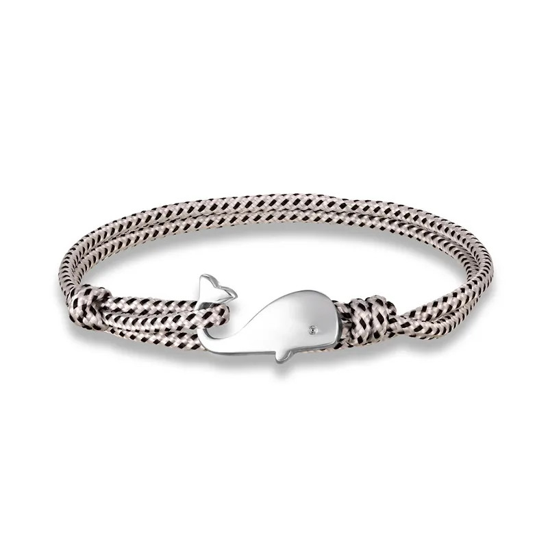 Paracord Rope Bracelet Men Silver Tone Wrap Layered Strand Metal Jewelry