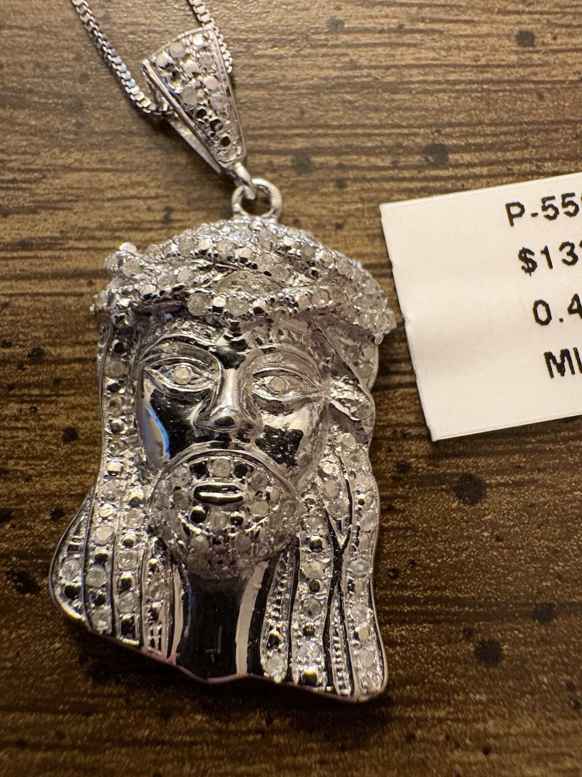 0.45ct Natural Diamond Jesus Piece Pendant Necklace
