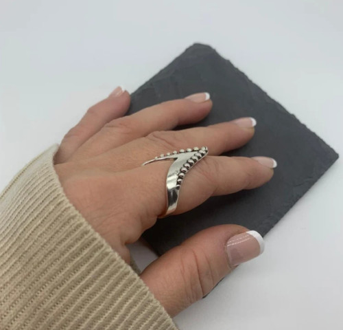 Solid 925 Sterling Silver Band Ring V Shape Chevron Handmade Ring All Size
