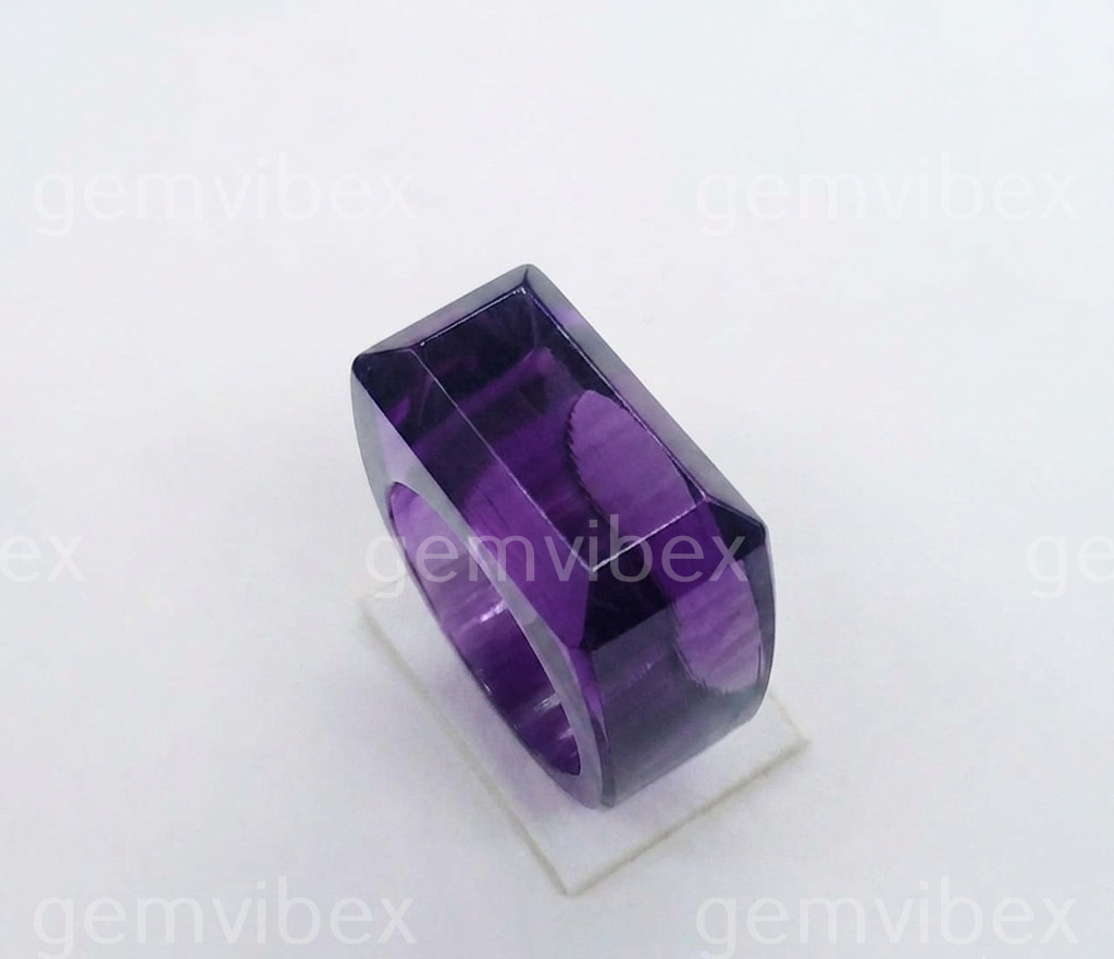 Amethyst Faceted Ring Full Stone Handmade Statement Ring Gemstone Jewelry Gift