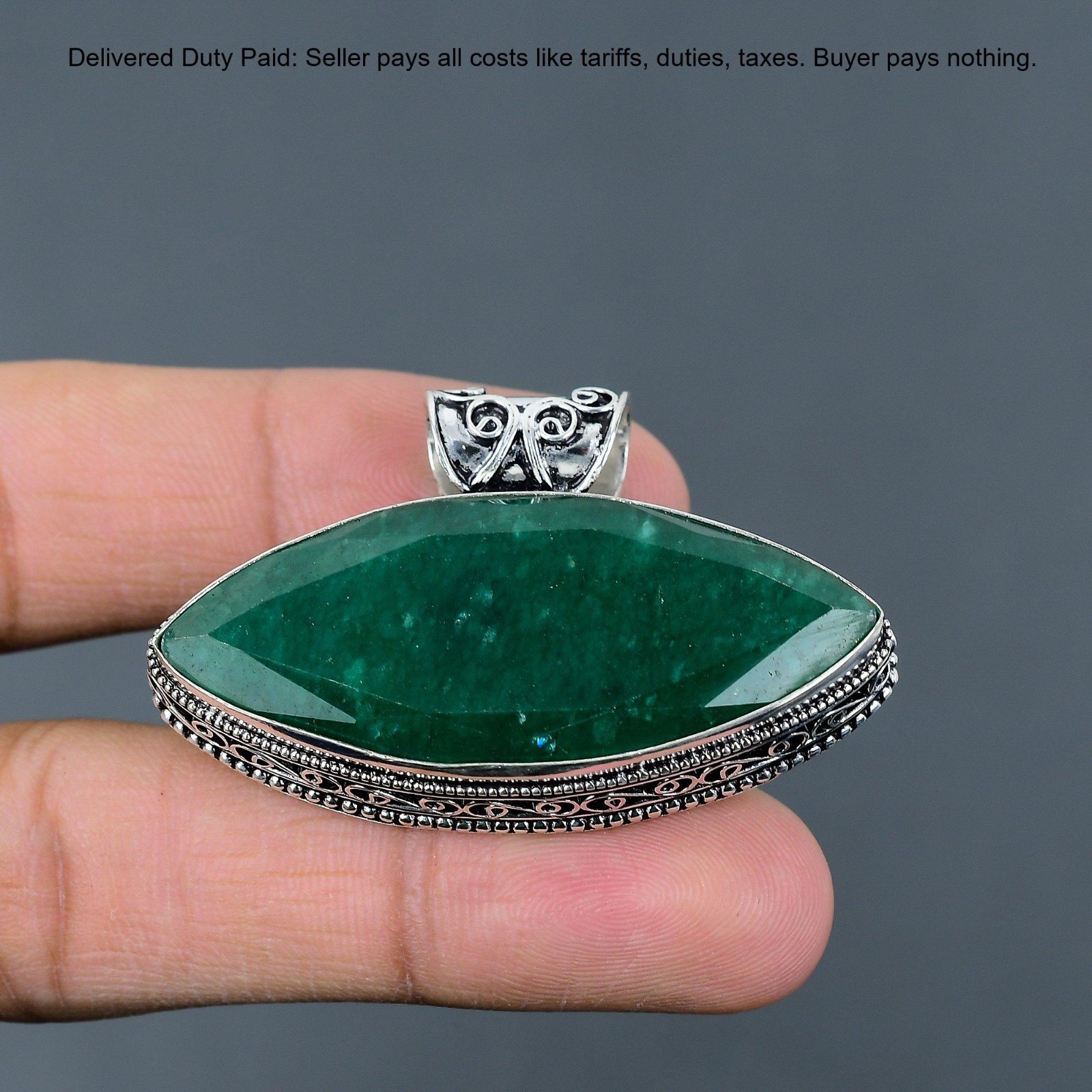 Natural Zambian Emrald Sterling Silver Bezel New Vintage Wedding Pendant Jewelry