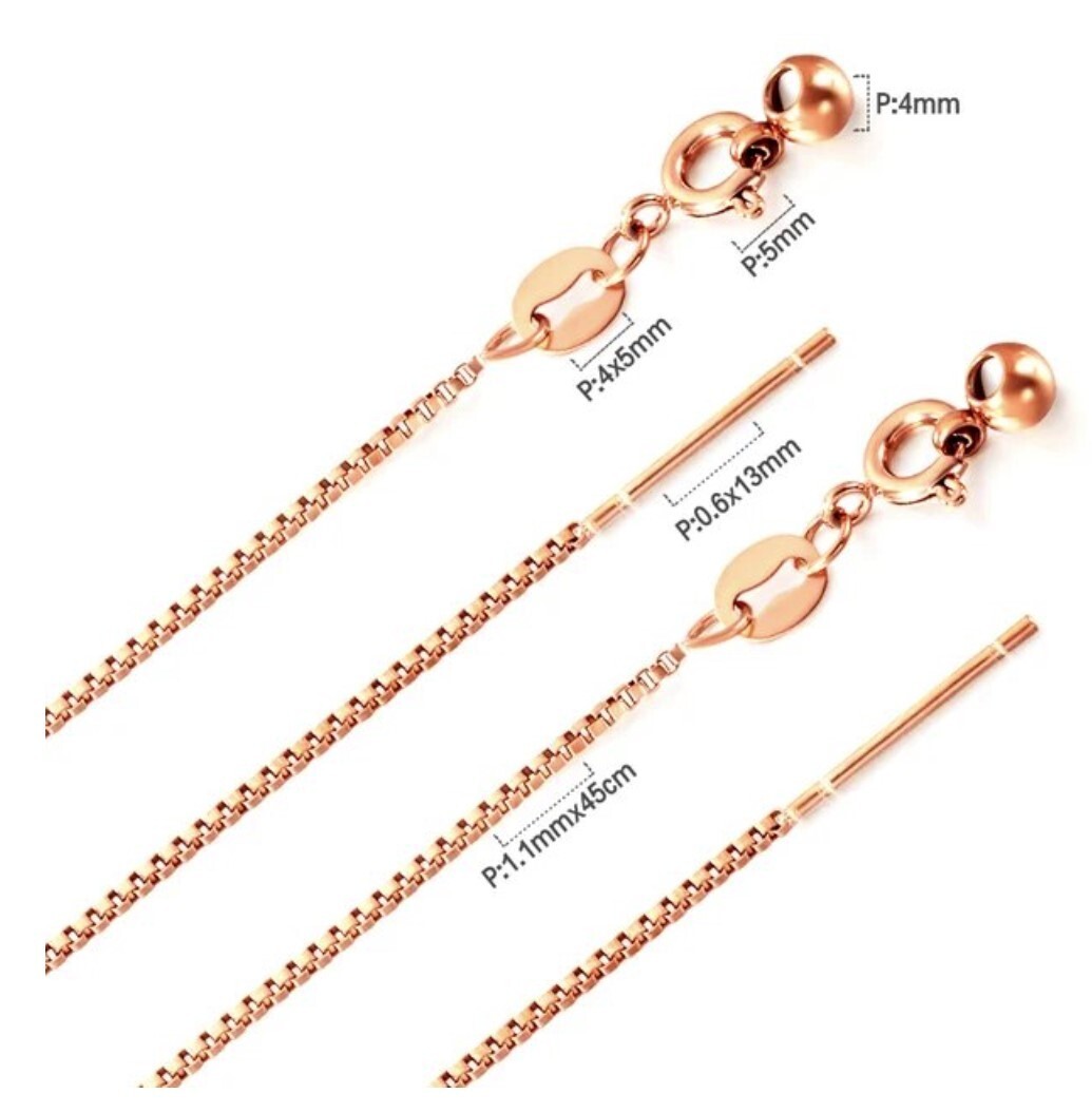 Rose Gold Stainless Steel Adjustable 45 cm (17.7 in) 1.1mm Box Neck Chain