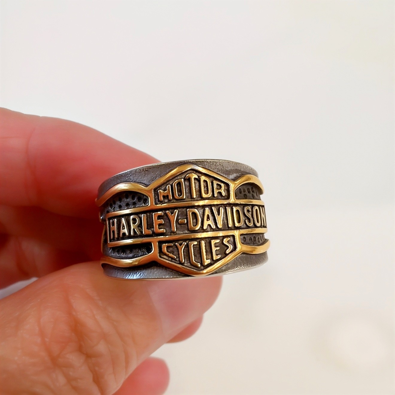 Rocker Biker Motorcycle Ring Stainless Steel Band Gold Silver Unisex US Seller