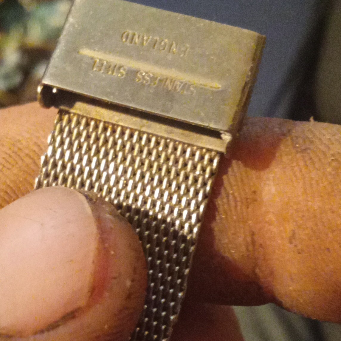 Timex Quartz Vintage 1980s Blue Dial Rectangle 24-27.9mm Silver Mesh