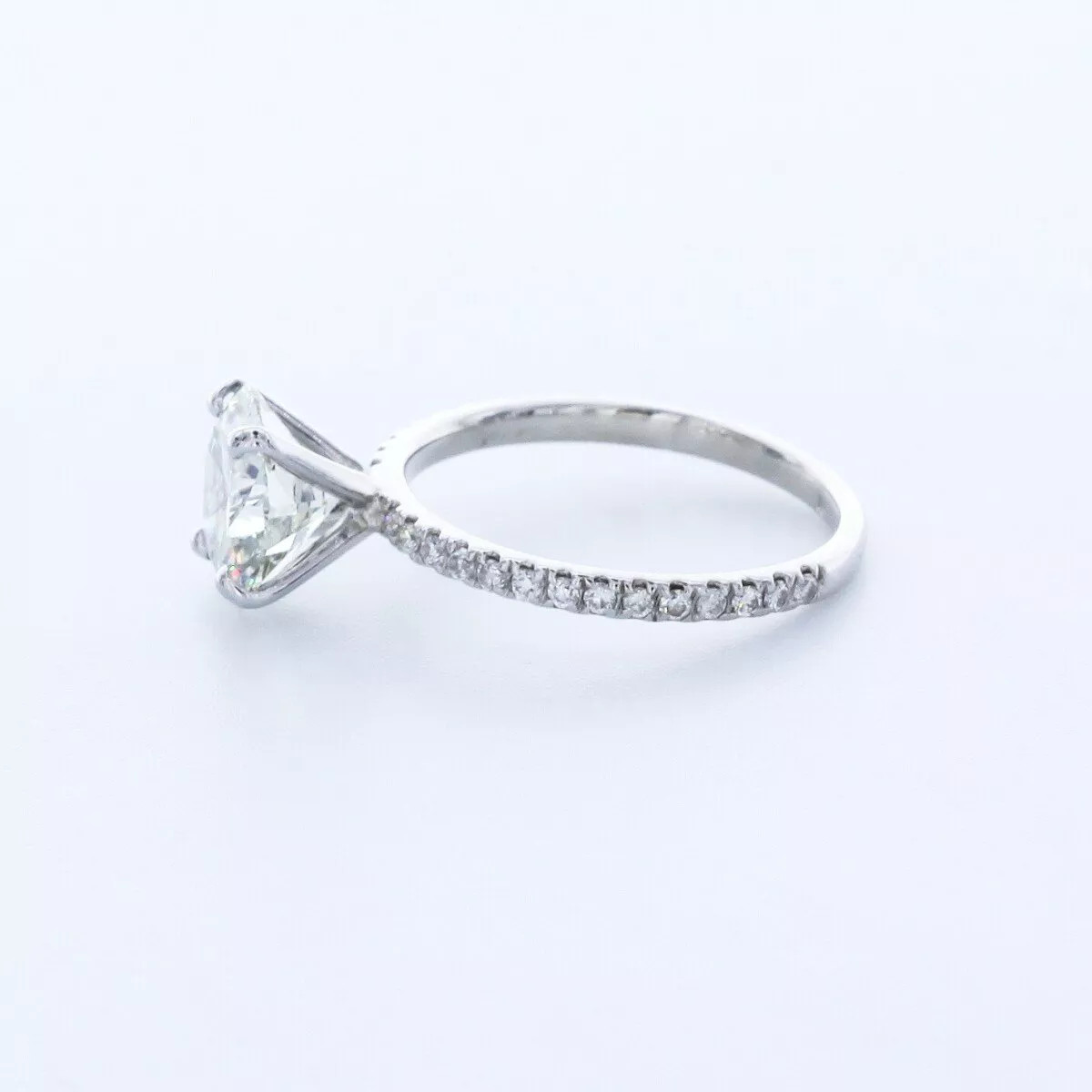 Side Stone Engagement Ring Petite 14K Gold 2.29 CT Round Lab-Grown Diamond I VS1