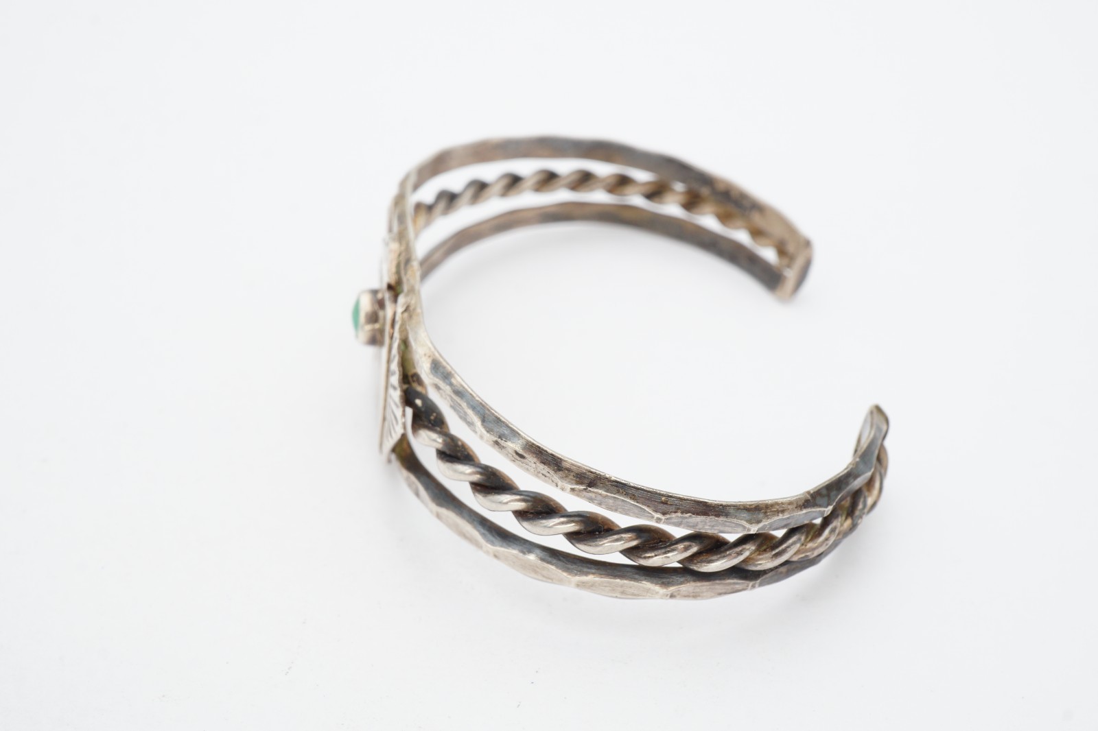 Vtg Fred Harvey Ear Navajo Sterling Silver Turquoise Thunderbird Bracelet 6.25″