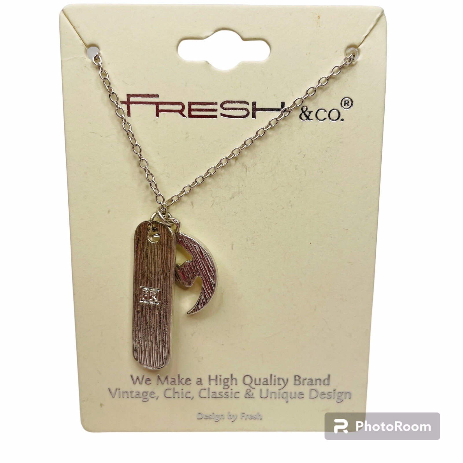 FRESH & CO Womens Necklace SilverTone LOVE YOU TO THE MOON AND BACK 16-18” NWT