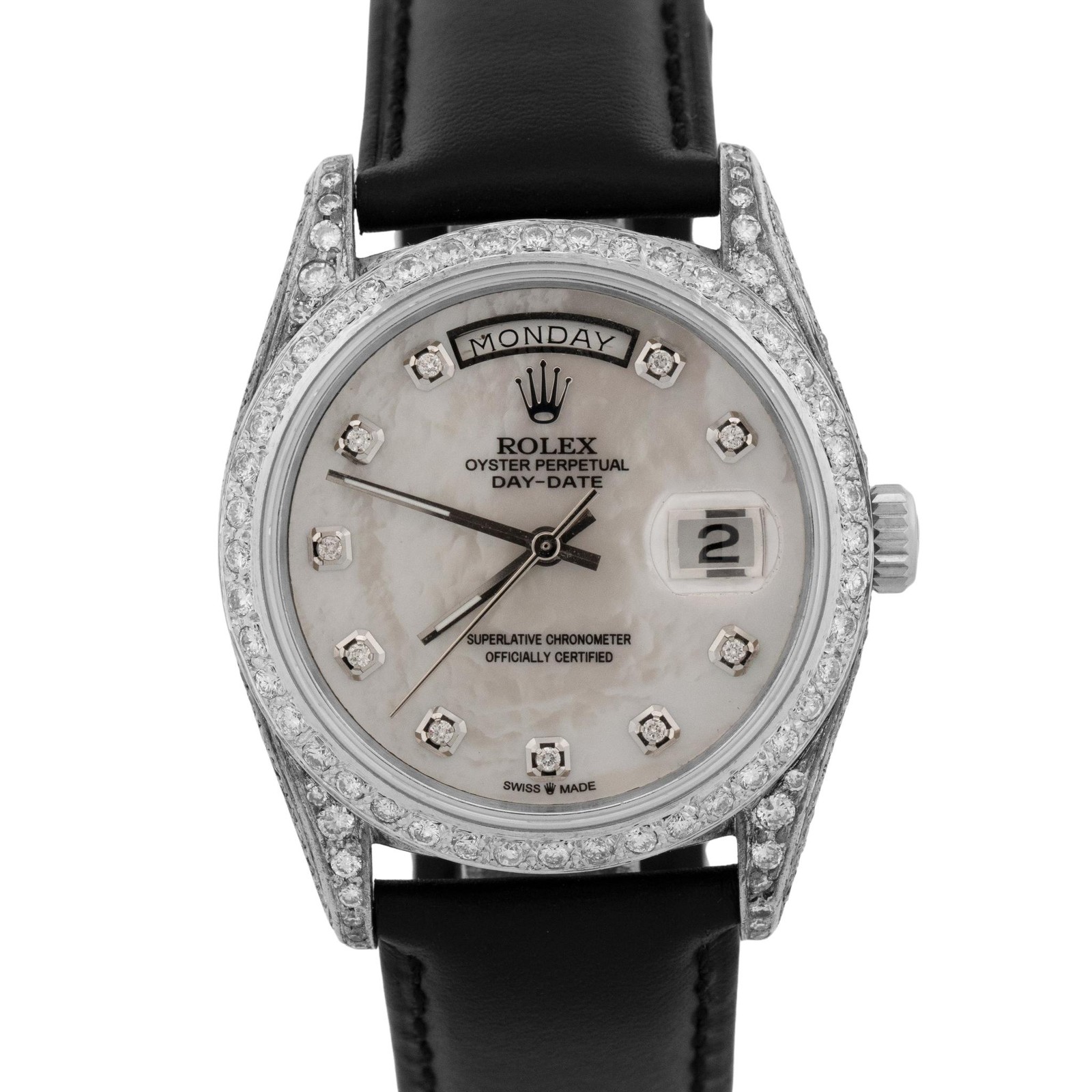 Rolex Day-Date President MOP DIAMOND 36mm 18K White Gold Automatic Watch 18039