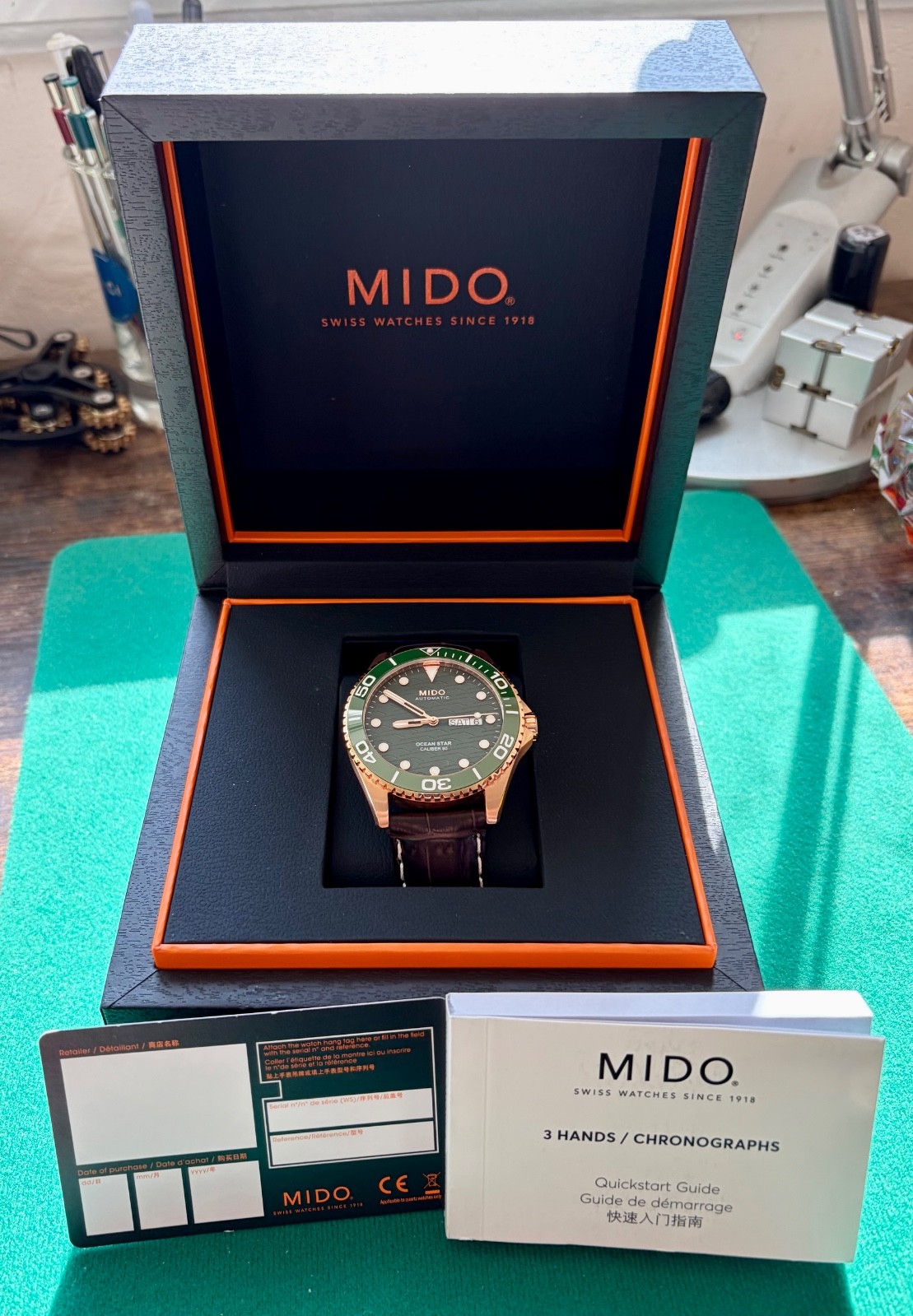 Mido Ocean Star 200C Green Dial M042.430.36.091.00 Full Set
