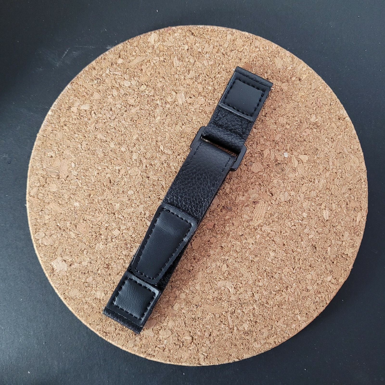 Black Leather Hook and Loop Watch Strap Band – Quick Release – 20mm 22mm