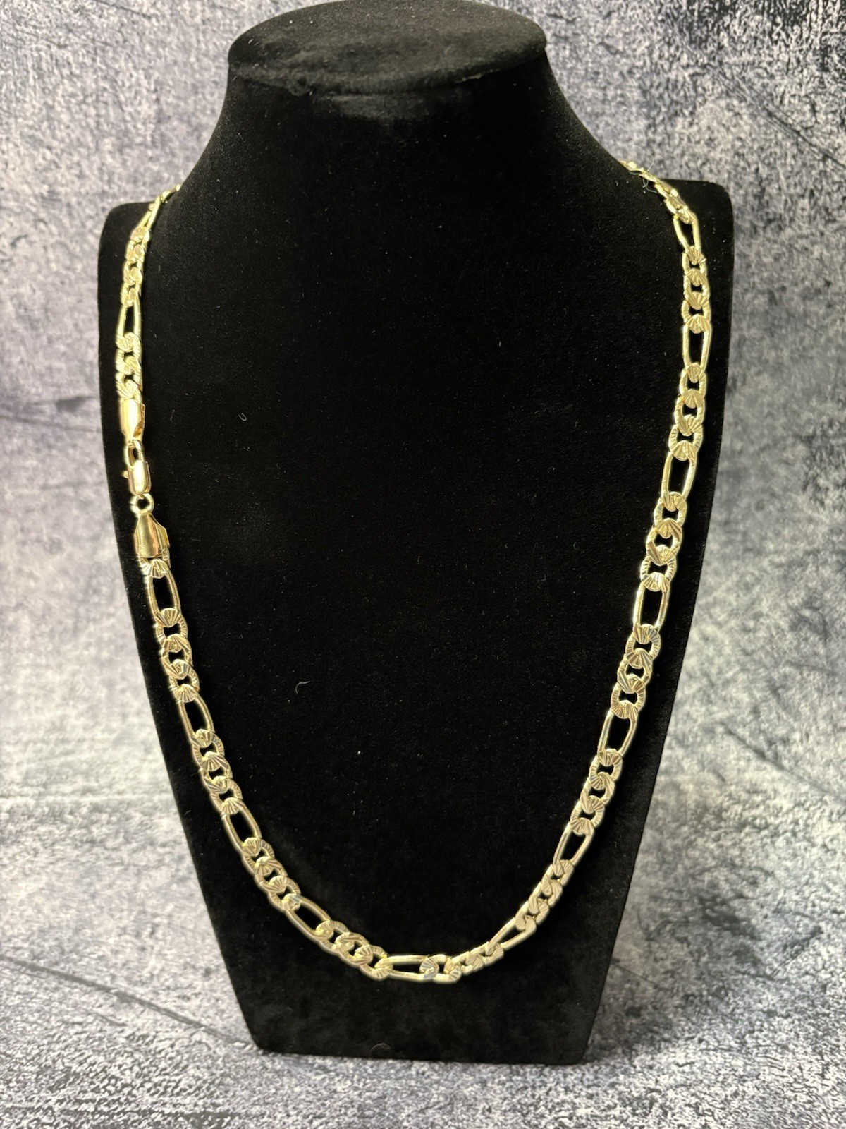 14K Gold Filled Figaro Link Chain Necklace 24”, 8mm Diamond Cut Long Link Unisex