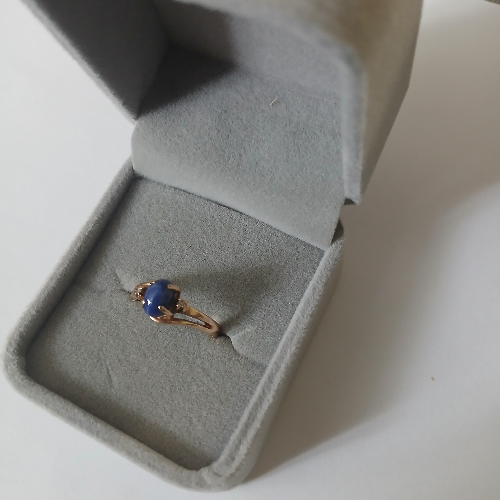 10K Blue Star Sapphire Diamond Ring Size 6.5 #4258