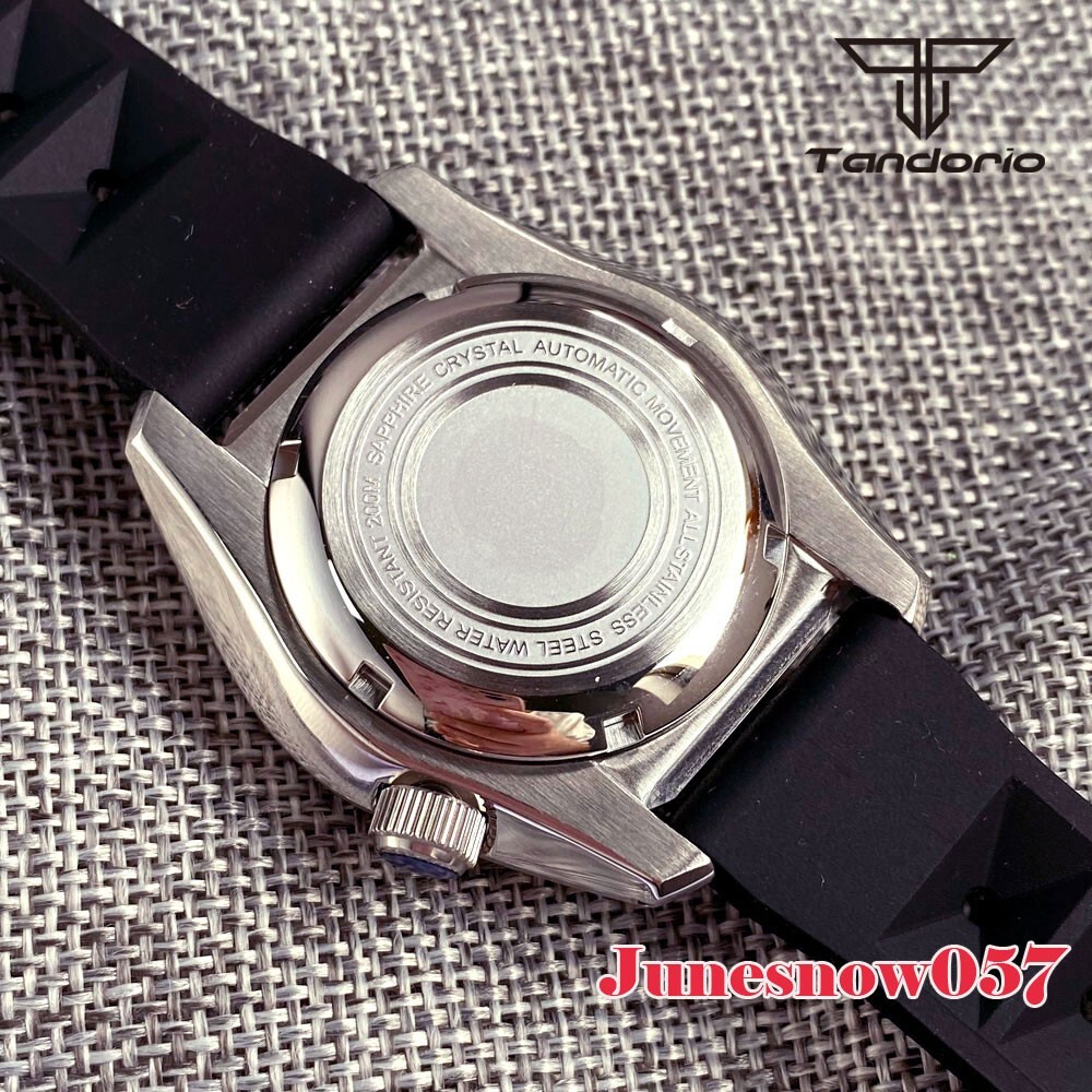 Tandorio 43MM SBDX001 Watch Japan NH35 Men Black Sterile Dial Chapter Ring 20ATM