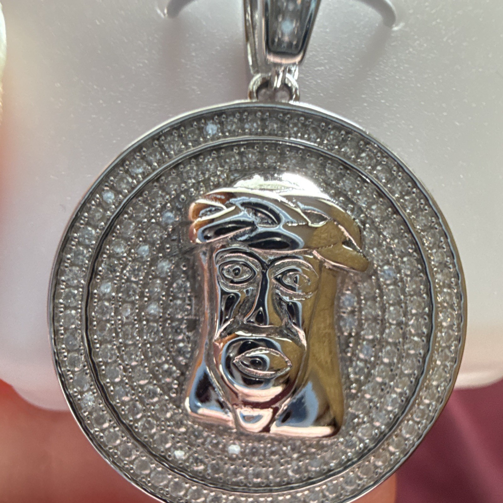 Solid 925 Sterling Silver Iced Out VVS D Moissanite Medium Jesus Piece Pendant