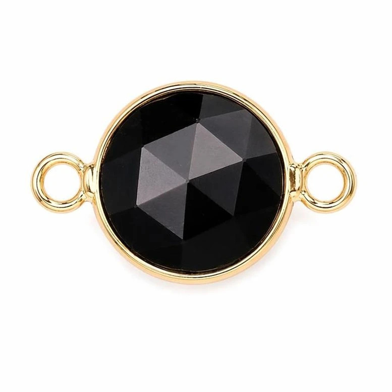 12PC Wholesale 11mm Round Natural Gemstone Connector Gold Charms for DIY Jewelry