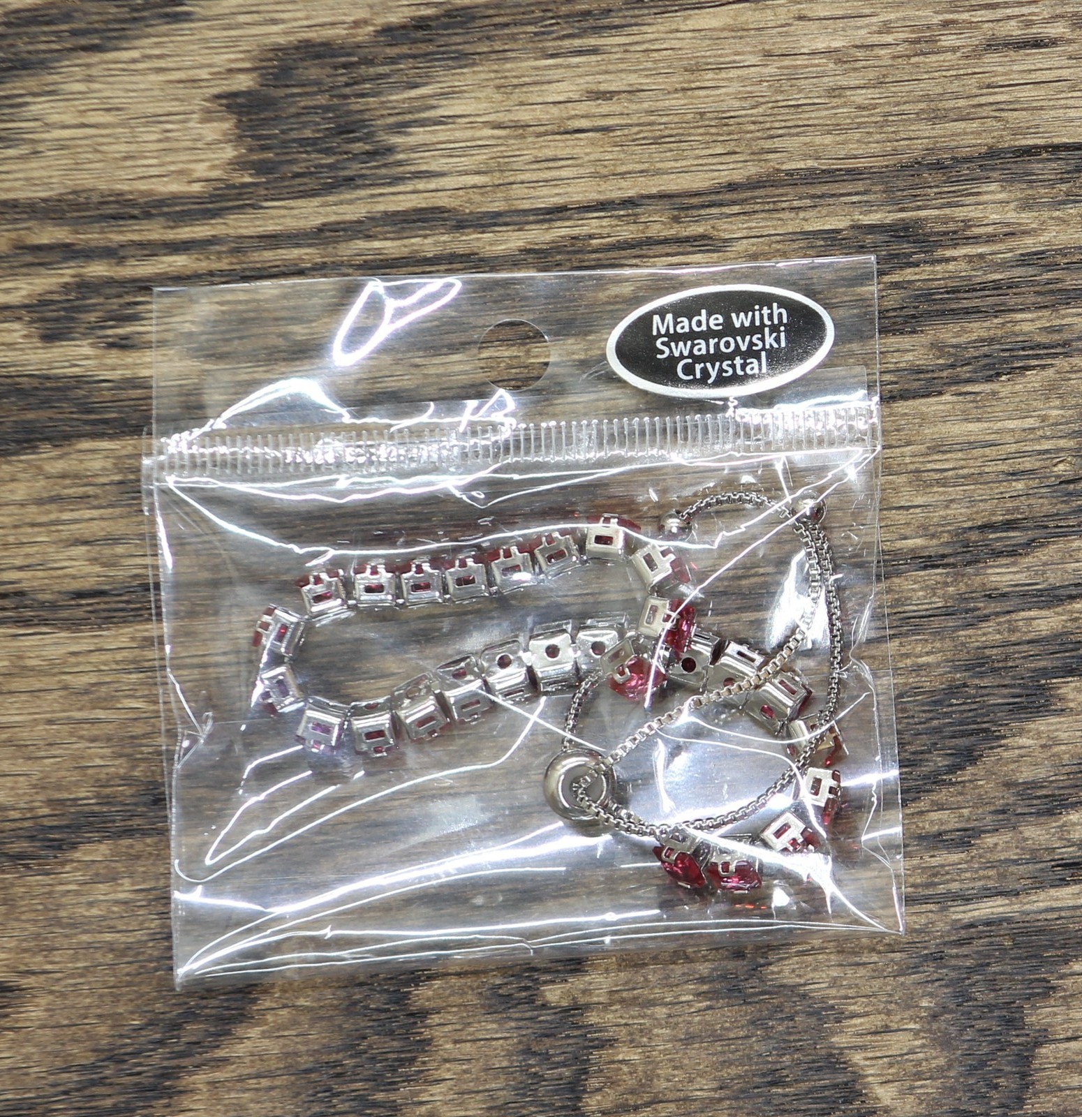 Slider Adjustable Tennis Bracelet Silver Gray / Red