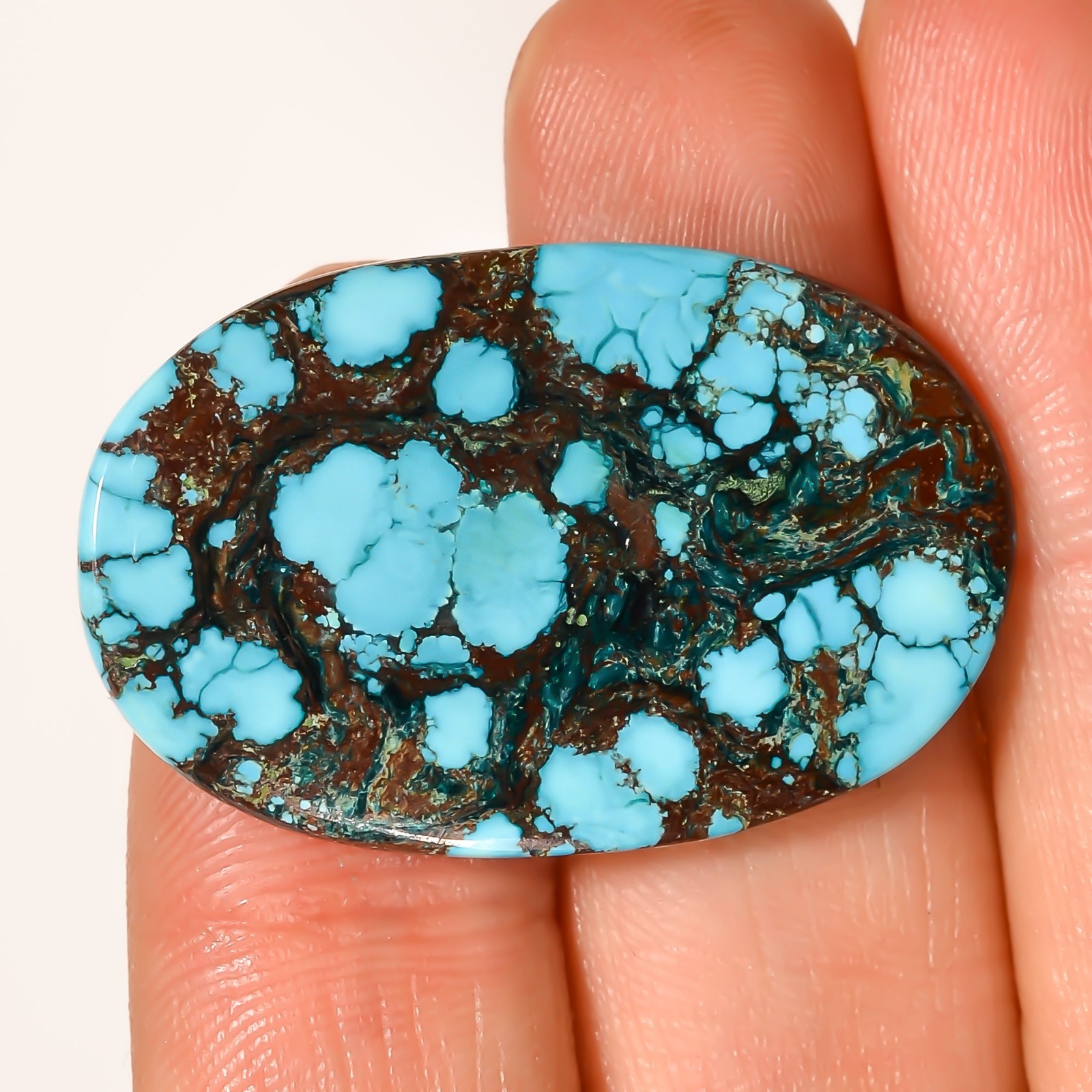 27.00CT 22X34X3mm Natural Tibet Turquoise Oval Cabochon Turquoise Loose Gemstone