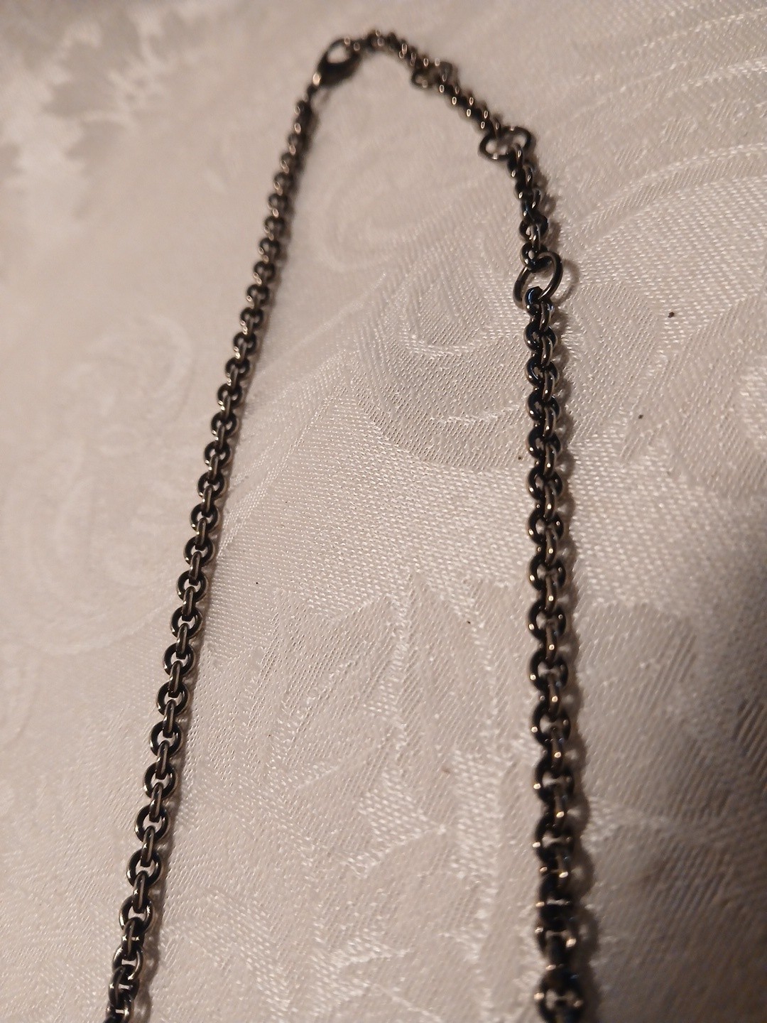 Vintage Stainless Steel Cable Chain Necklace, Lobster Claw Clasp, 9″L