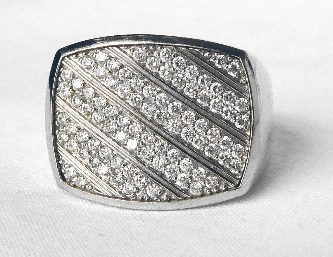 Handsome 14k White Gold Mens Diamond Ring .85ctw Hi Quality Heavy 13.3gr Sz 10.5
