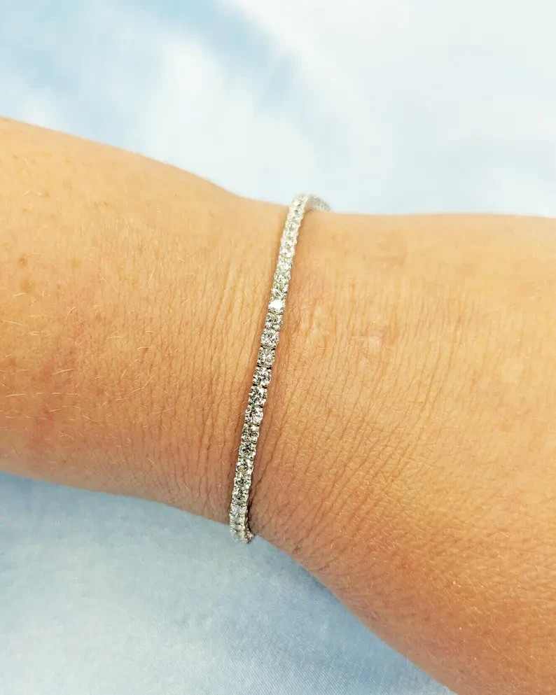 14K White Gold 6.60CT Round Cut GDGL Certified Natural Diamond Tennis Bracelet