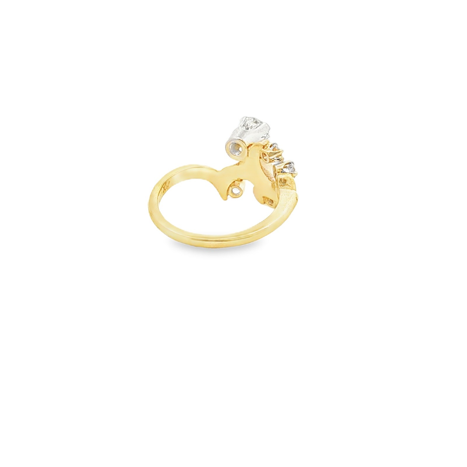 14K Yellow Gold Diamond Swirl Ring 1–1.25 CT Center Size 6.75 Vintage Style