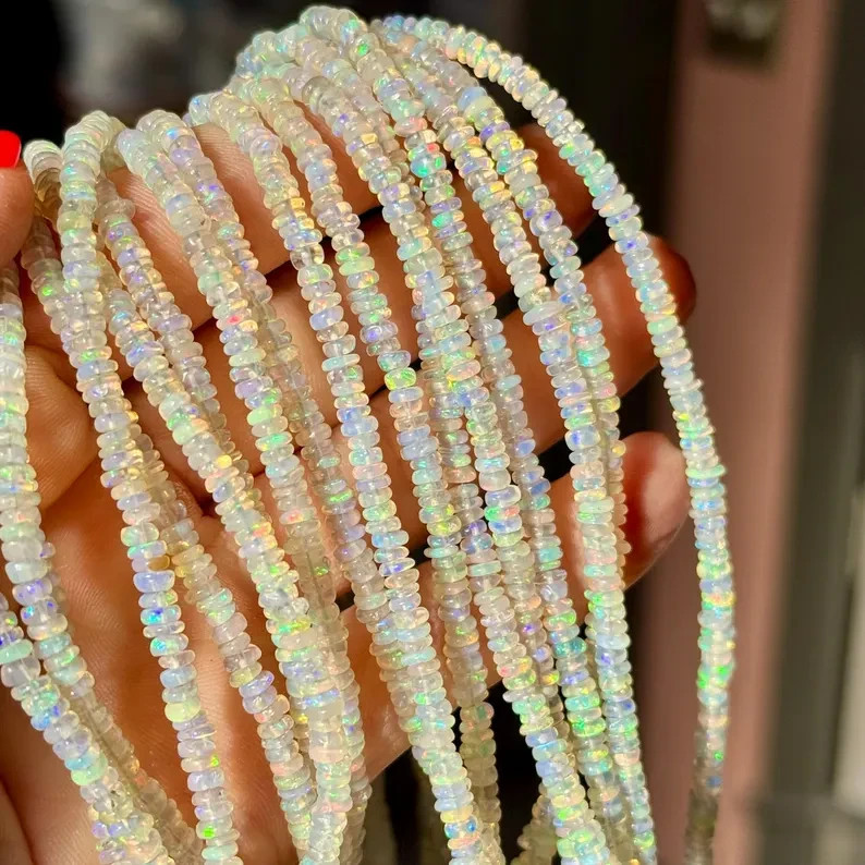 Ethiopian Opal Rondelles, 3mm to 4mm, Opal Beads, Opal Rondelles,