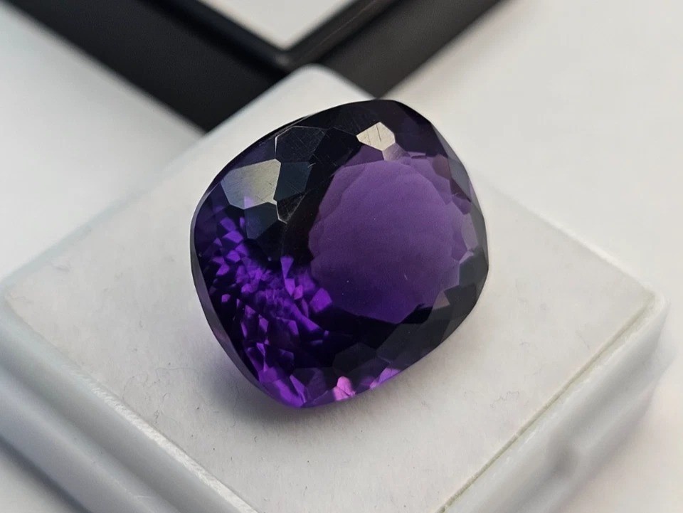 Natural Cushion Cut Purple Amethyst 12+ Ct Certified Gemstone For Ring Making
