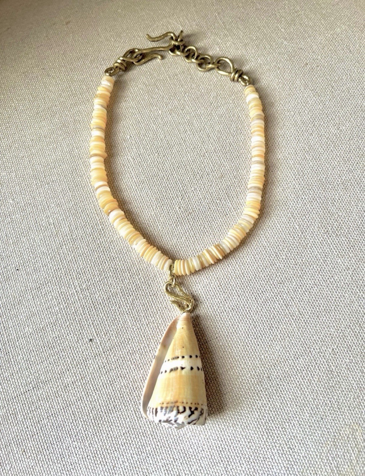 Ulla Johnson Roundel Cone Shell Necklace w/ Brass Clasp