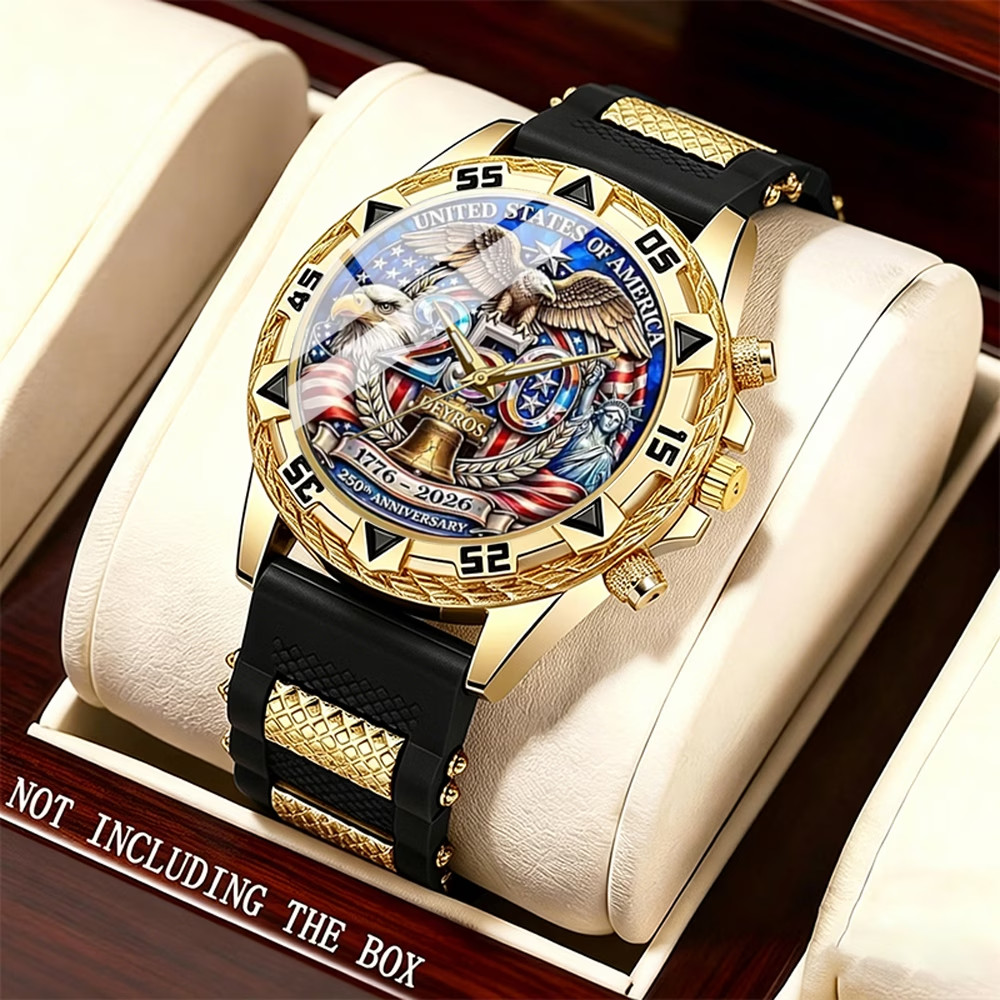Luxury Quartz Watches 250Th USA Anniversary Men Silicone Strap Quartz Watch Gift