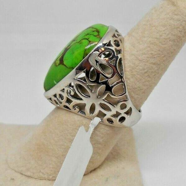 Artisan Ring Green Turquoise Sterling Silver 7.5 MSI Miki Bangkok Thailand