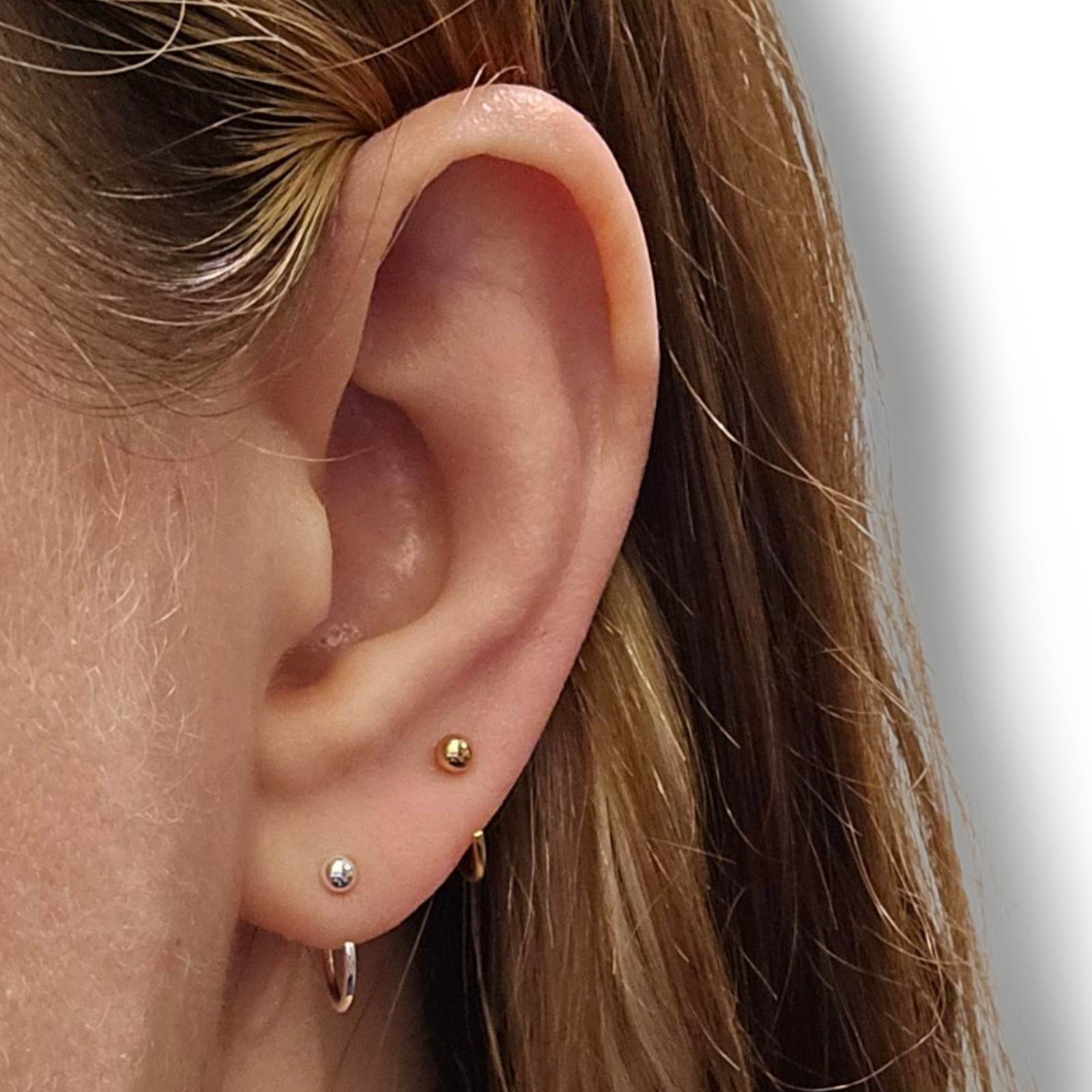 Open Huggie Hoop Earrings Threader Pull Through Ear hugger Silver/Gold 2 Pairs