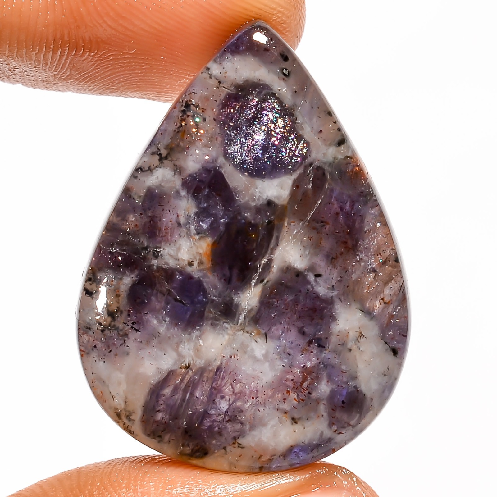 100% Natural Iolite Sunstone Pear Shape Cabochon Loose Gemstone 49 Ct 32X24X7 mm