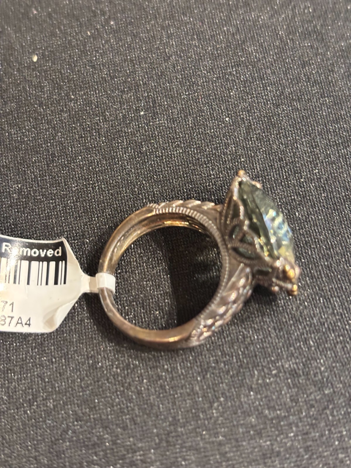 Effy Green Amethyst Cocktail Solitaire Ring Sterling with 18k Gold Accent
