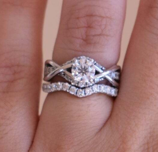 2.50 Ct Round Cut Created Diamond Twisted Band Ring Set 14K White Gold Finish