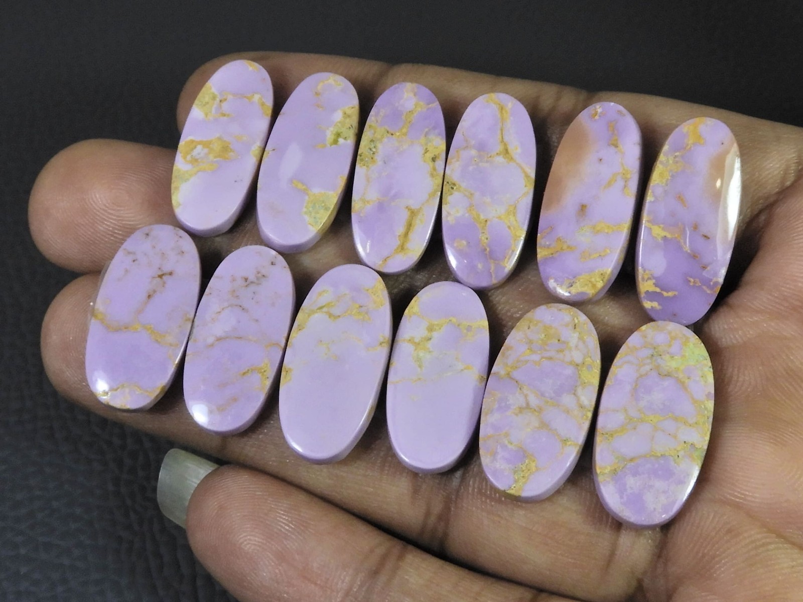 100Cts.Natural Phosphosiderite Matched Pair Oval Cabachon Gemstone 6Pair Lot