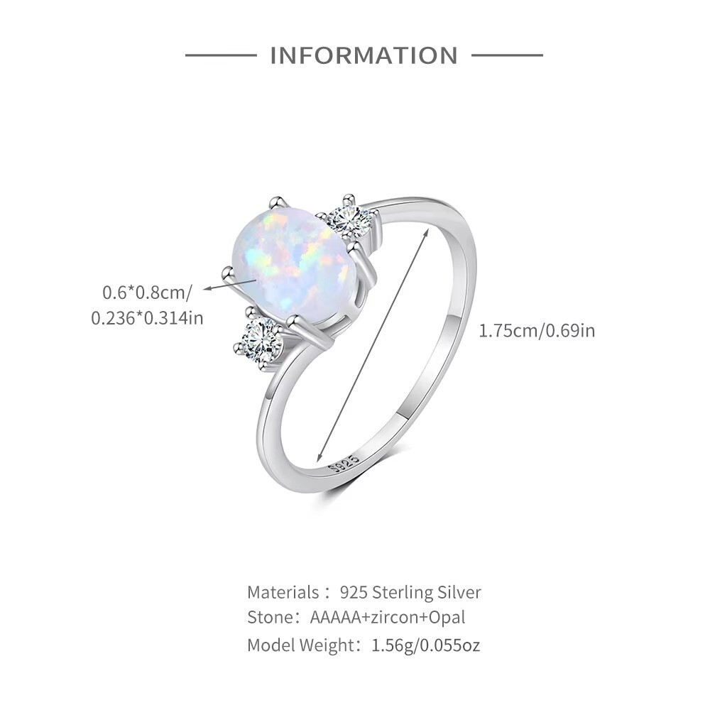 Sterling Silver Plated Promise Engagement Wedding Opal CZ Zirconia Ring R68