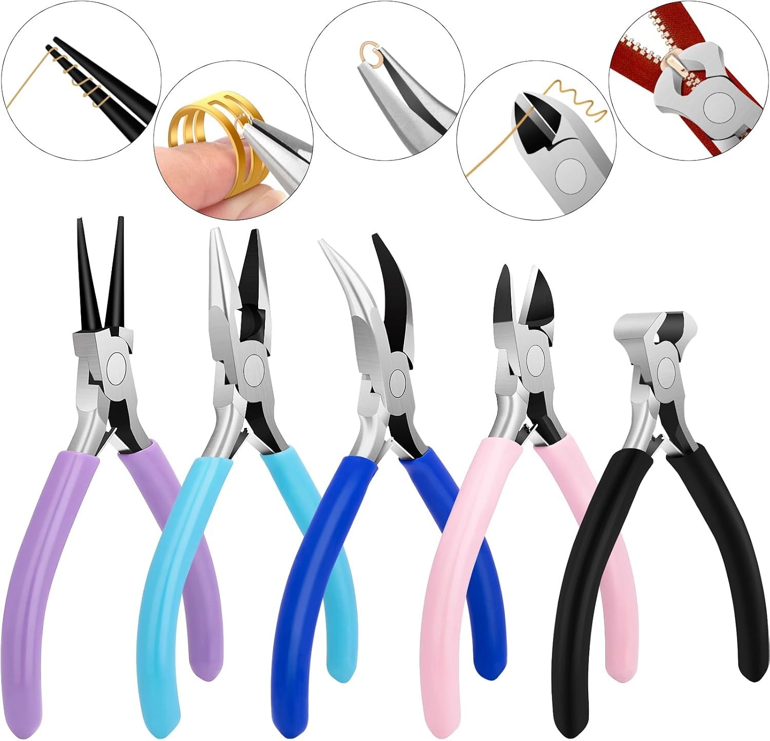 Jewelry Pliers Tool Set 5 Pack Complete Jewelry Making Kit for Crafting Repair