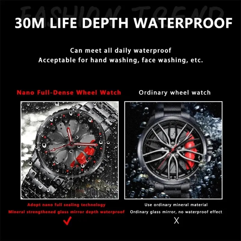 Luxury Men’s Sports Waterproof Quartz Watch with Stainless Steel Design
