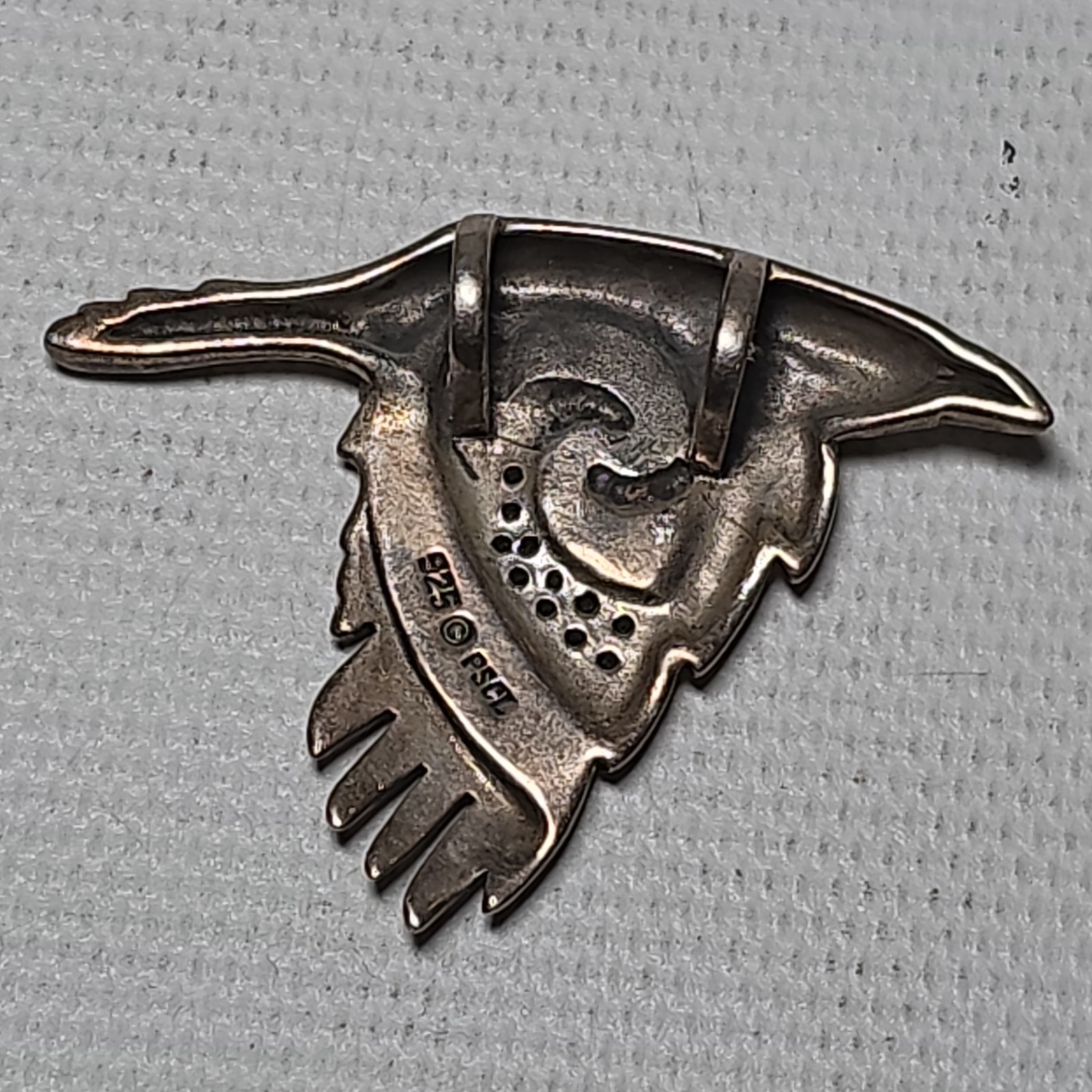 Peter Stone Co. Limited CZ, Enamel, Sterling Silver Flying Celtic Raven Pendant